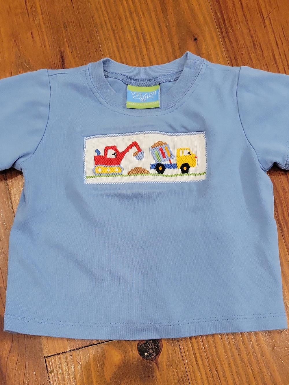 Velani Light Blue Short-Sleeve Tee with Construction Truck Applique